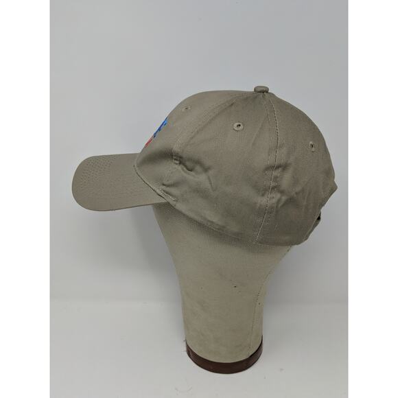 Ice USA Strapback Hat Adjustable Port & Company Embroidered Logo Tan Beige - Picture 7 of 10